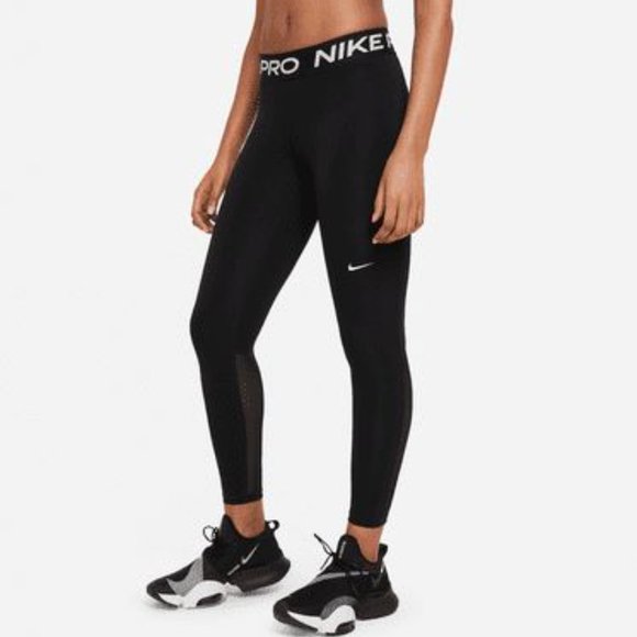 Nike Pants - Nike Womens Black Mid Rise Training Pro Tights Dri Fit Athletic Legging Pants XS